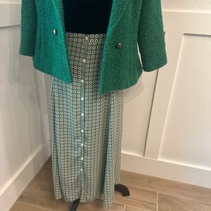 Max Studio Teal and Cream Patterned Pencil Skirt‎